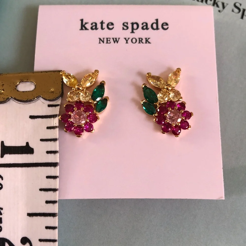 Authentic New on card Kate spade Floral Crystal Earrings